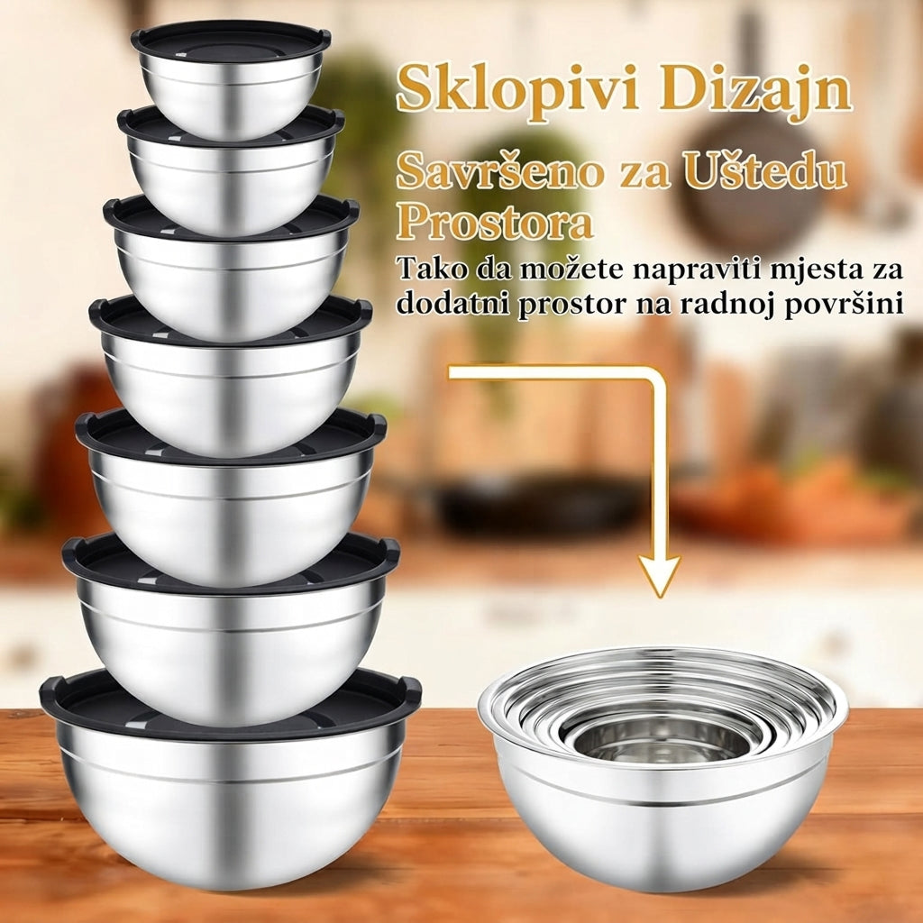 Set inox zdjela s hermetičkim poklopcima
