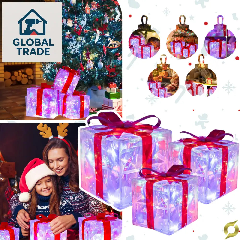 Set Svjetlećih Božićnih Poklon Kutija