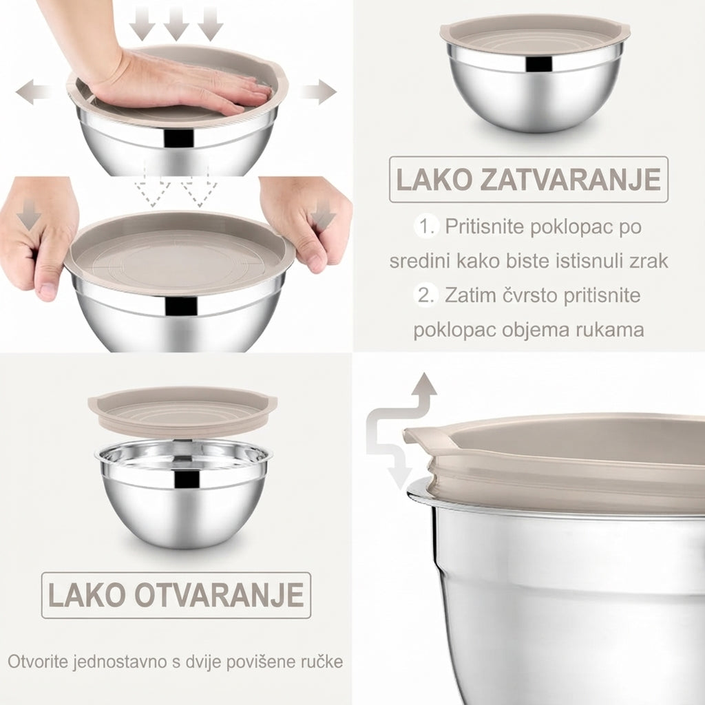 Set od 7 inox zdjela s poklopcima